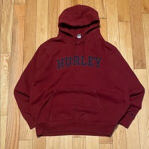 Hurley Men's Burgundy Crewneck Hooded Sweatshirt